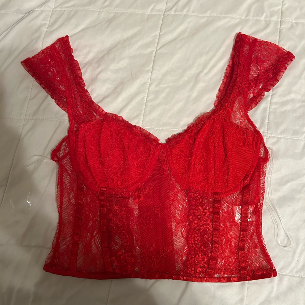 Fashion Nova Vibrant Red Lace Bra